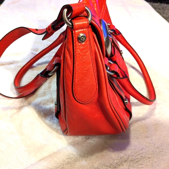 Francesco Biasia Handbag Purse Satchel - Calf Leather - Coral Color- Ex Cond - Picture 10 of 14